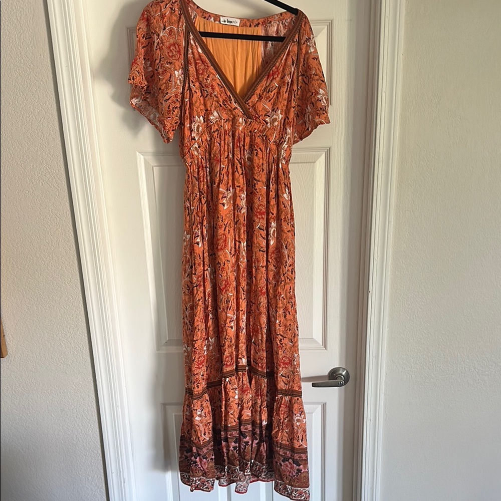 Pinkblush Maternity Orange Flutter Sleeve Sundress